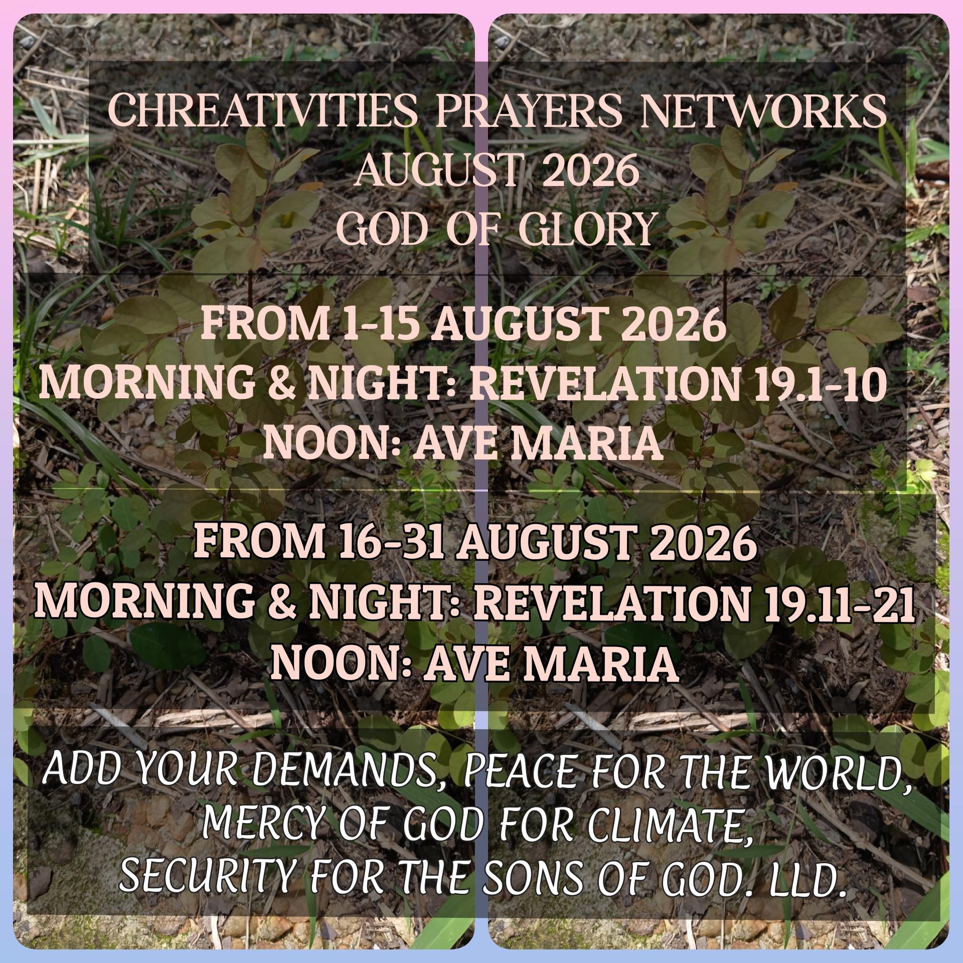 CWW PRAYERS© AUGUST 2026